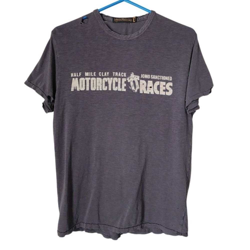 JOHNSON‎ MOTORS Motorcycle Races Distressed Faded Graphic Tee moto 90s grunge M